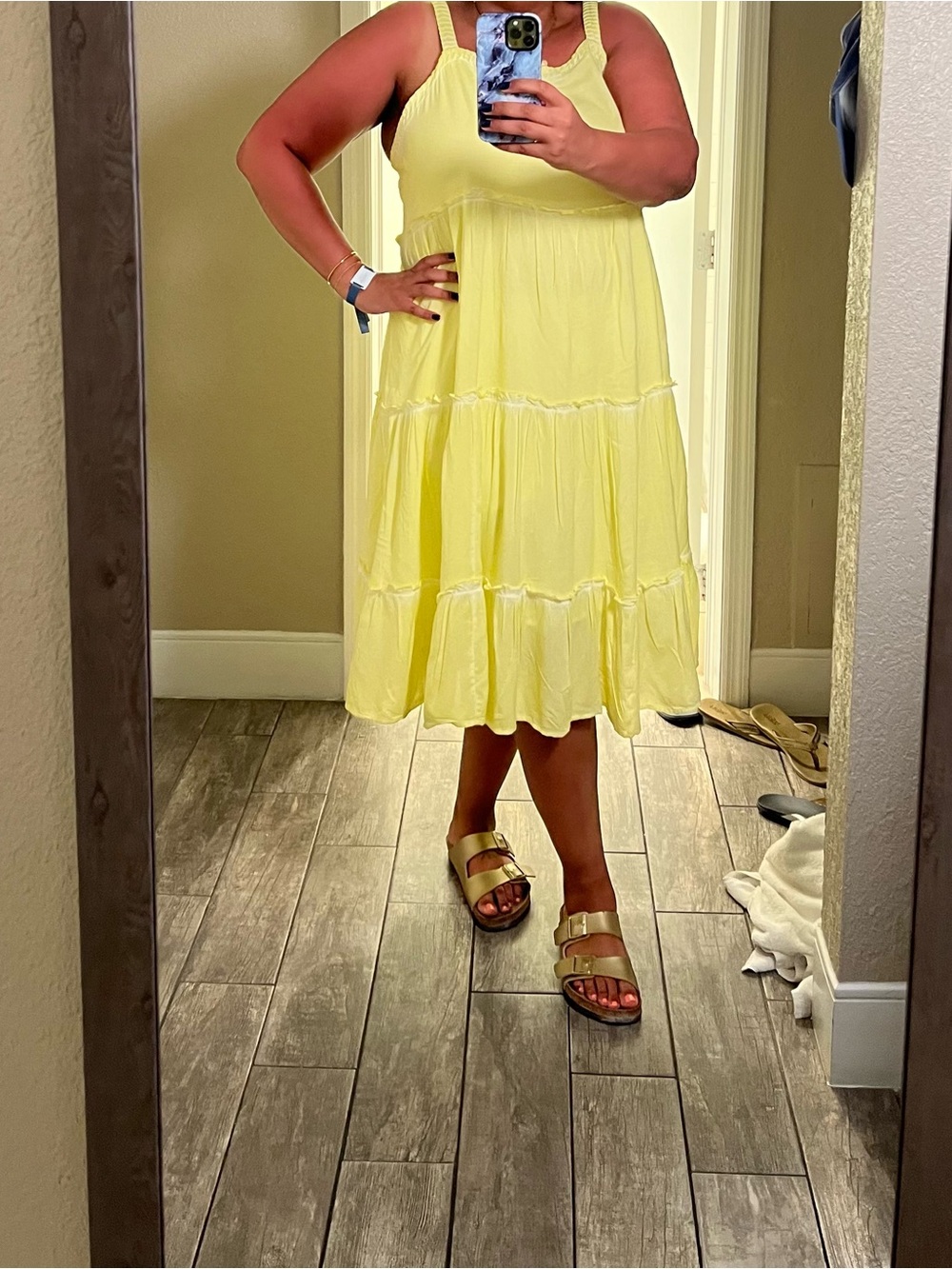 Anthropologie Pale Yellow Tiered Maxi Dress - Picture 5 of 5